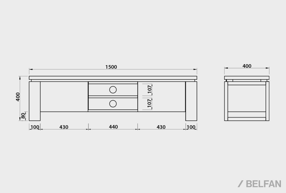 Тумба под ТВ "Берген" В-150 массив и шпон дуба 3