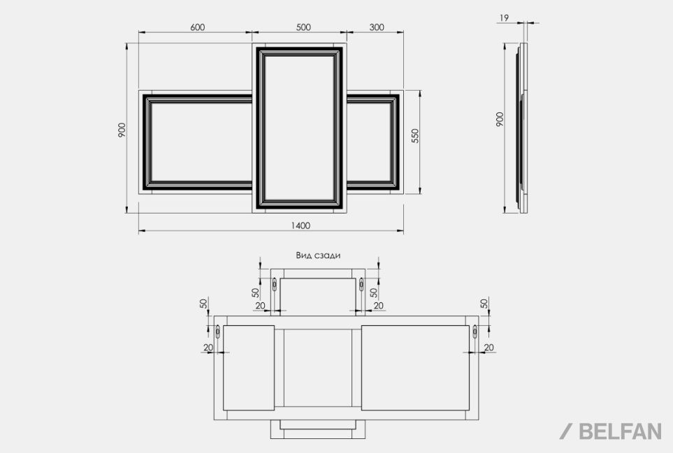 Зеркало настенное "Сакраменто" МДФ 2