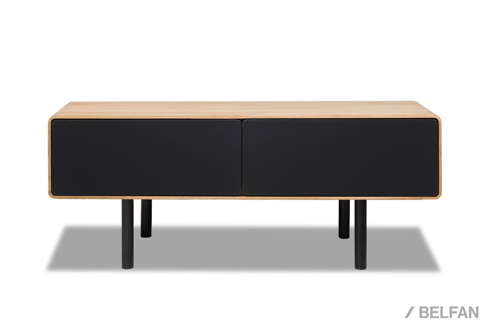 Тумба под ТВ низкая "Norman" 2 массив дуба, МДФ, металл 2