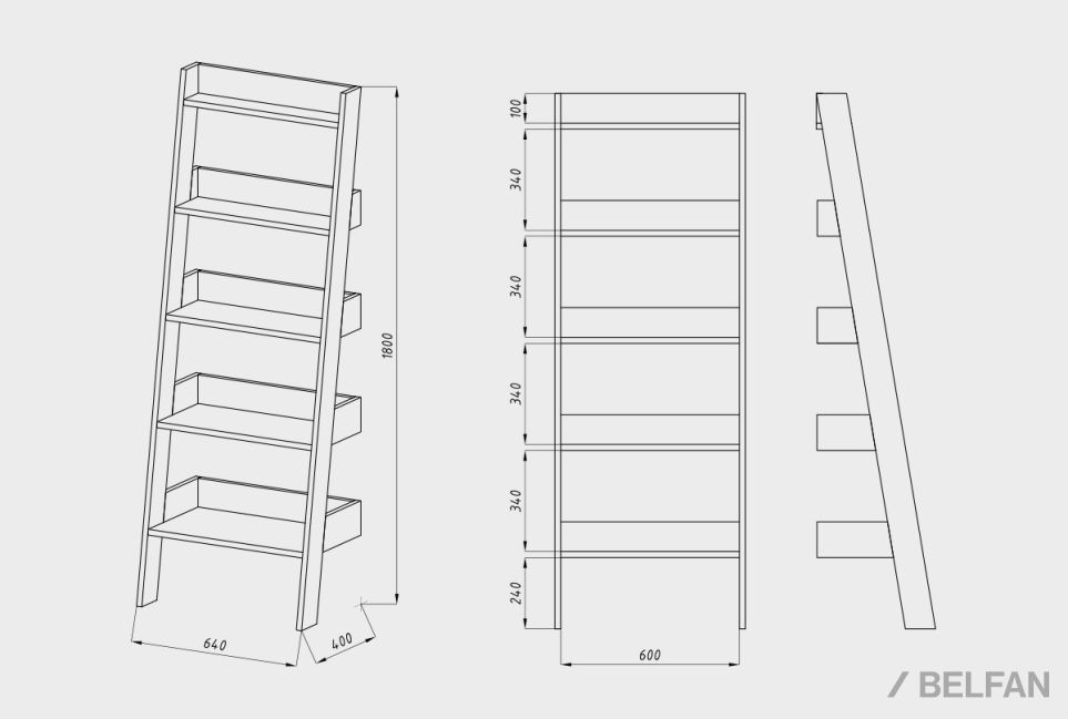 Стеллаж "Irving Design" массив дуба 9