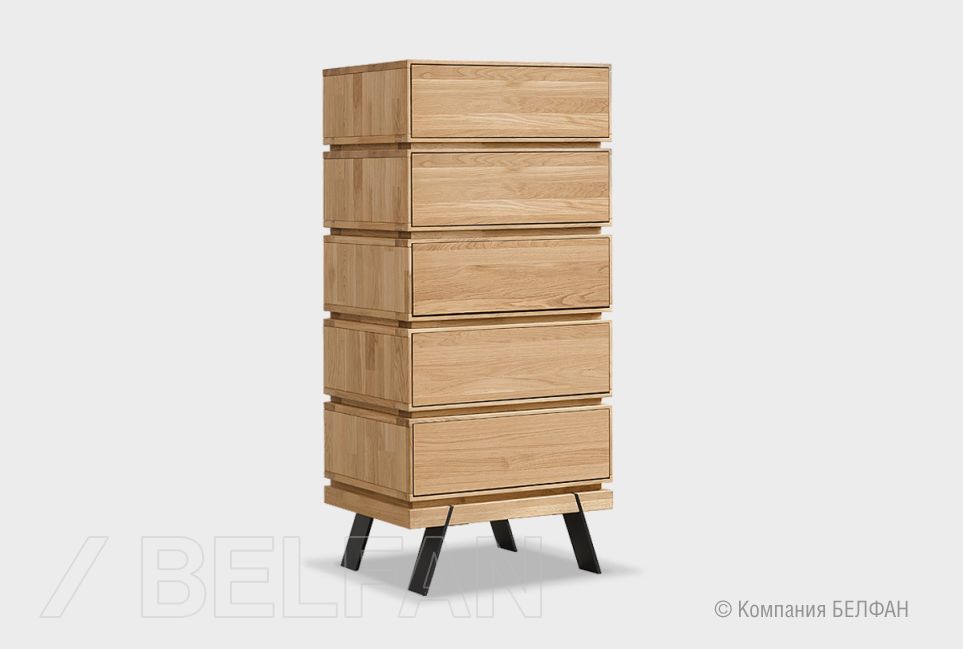 Комод высокий "Etna" без декора (фигурный) массив дуба, металл 1