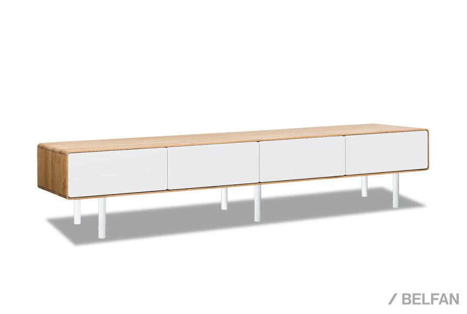 Тумба под ТВ низкая "Norman" 4 массив дуба, МДФ, металл 2