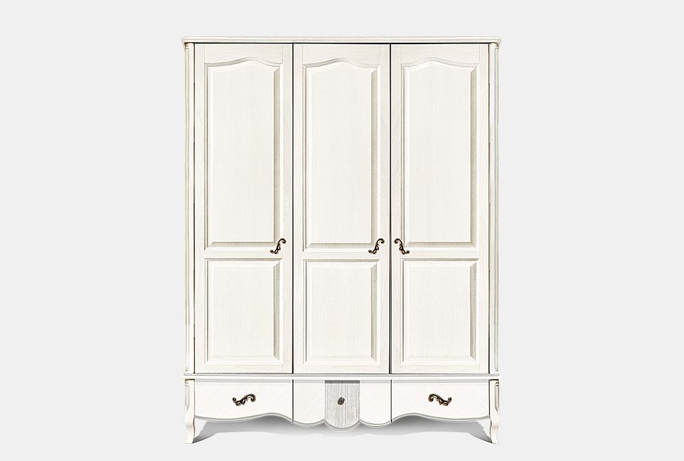 Шкаф для одежды "Katrin" фигурный 3-х дв. без зеркала; альба с серебряной патиной
