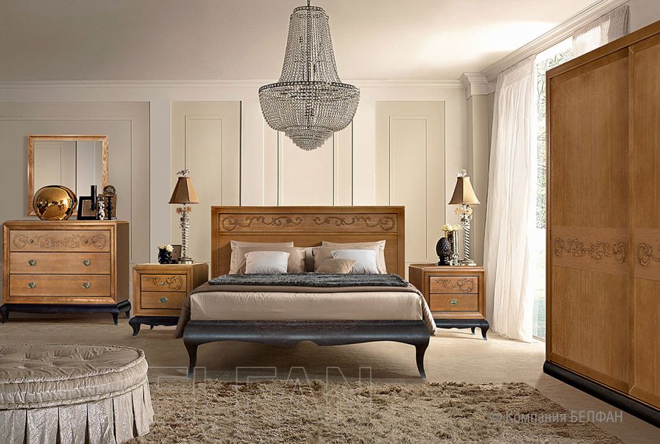 Кровать "Соната" с декором (низкое изножье) массив и шпон дуба 3