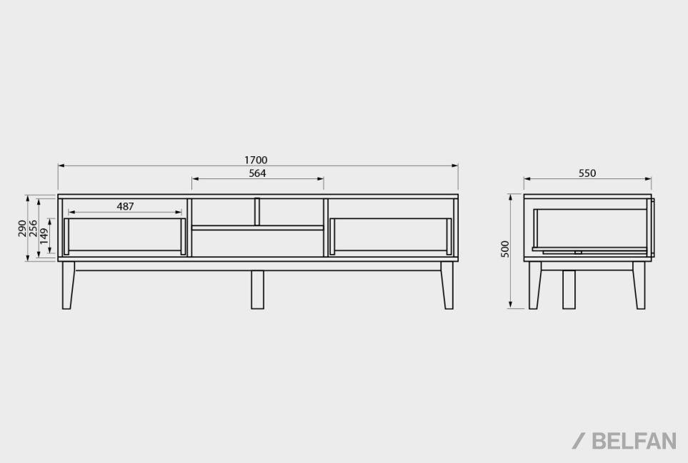 Тумба под ТВ "Chicago" 170 массив и шпон дуба 2