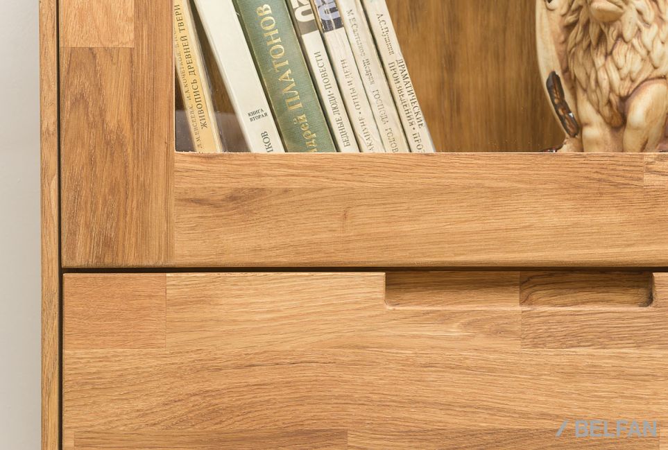 Шкаф с витриной 1-но дверный "Ирвинг" (левый) массив дуба 3