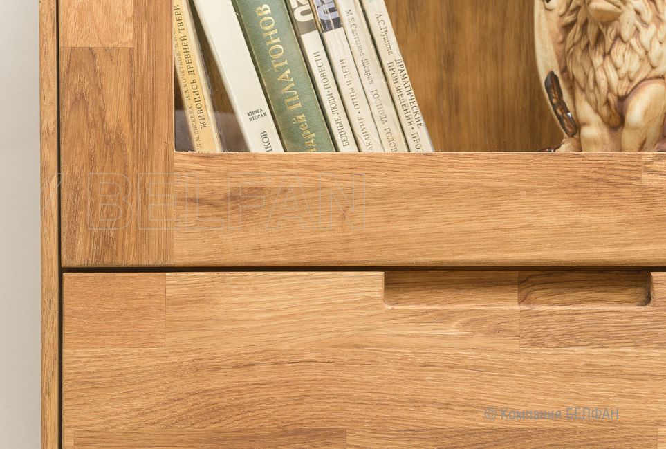 Шкаф с витриной 1-но дверный "Ирвинг" (левый) массив дуба 3