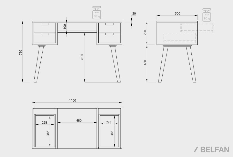 Стол письменный "Ирвинг" (2 тумбы) массив дуба 2