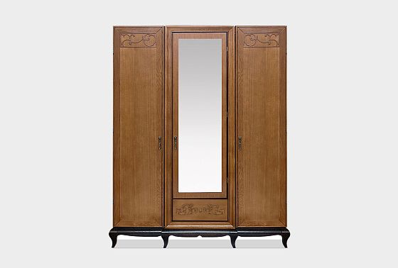 Шкаф для одежды 3-х дв. "Соната" с зеркалом (без декора) массив и шпон дуба 3