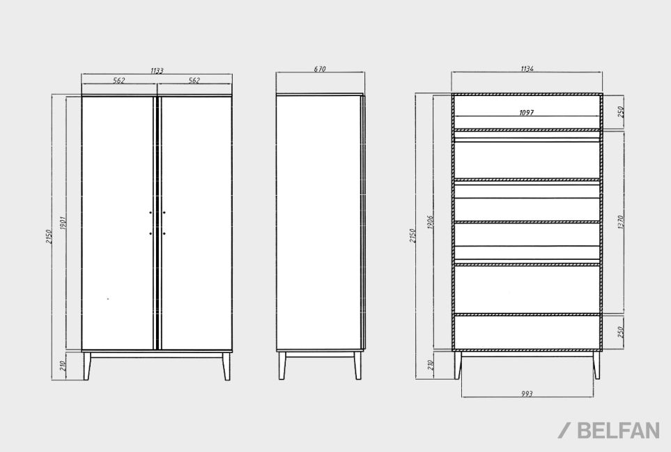 Шкаф 2-х дверный "Чикаго" массив и шпон дуба 3