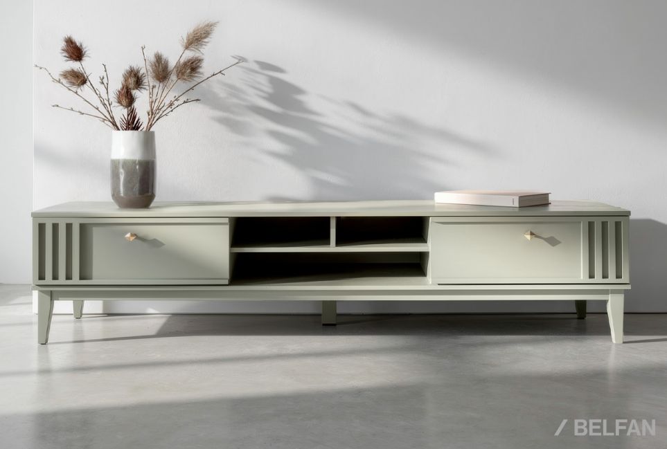 Тумба под ТВ "Чикаго" 220 массив и шпон дуба 1