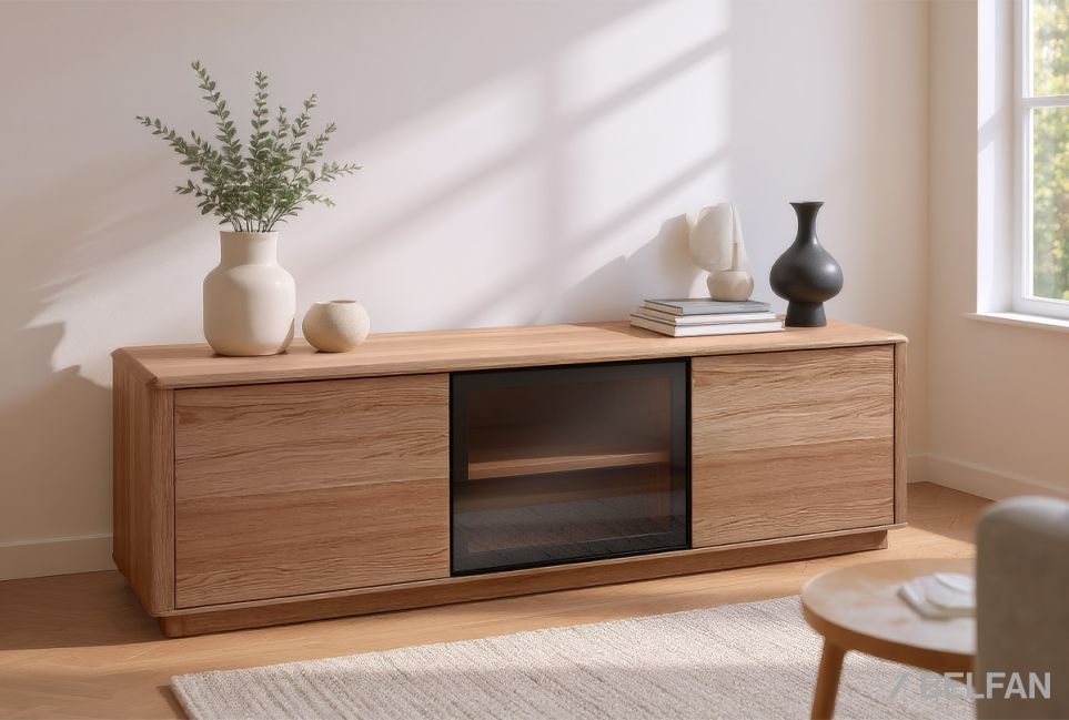 Тумба под ТВ "Origin" (стекло) массив дуба 1