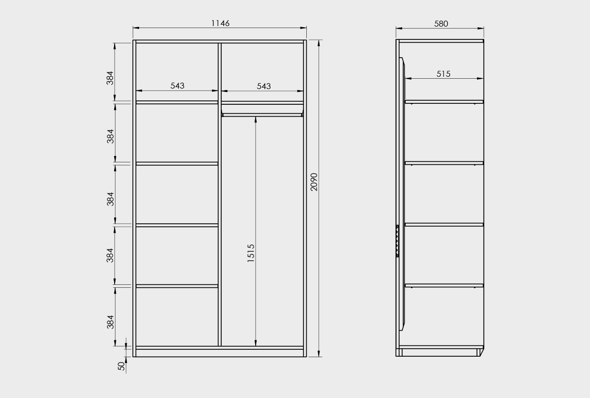 Шкаф для одежды 2-х дверный "Wallstreet" массив дуба, МДФ 2