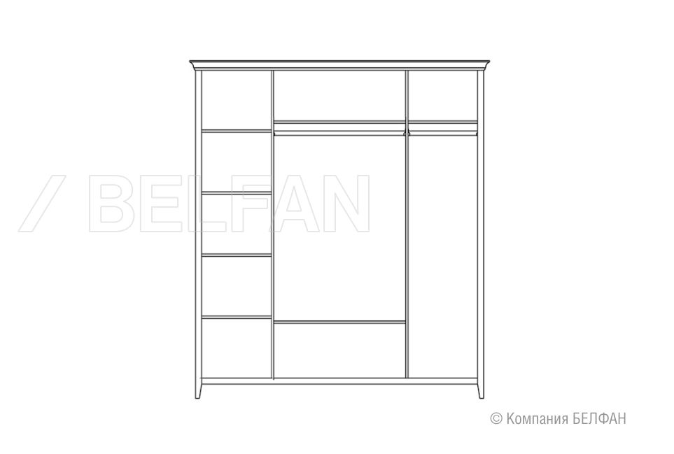 Шкаф для одежды 4-х дв. "Адель" (без зеркала) массив ольхи, МДФ 5