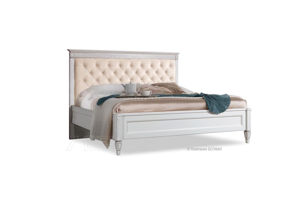Кровать "Сиена" (мягкое изголовье); без основания, без матраса; (1800x2000); шампань; Tiffany 01 Cream
