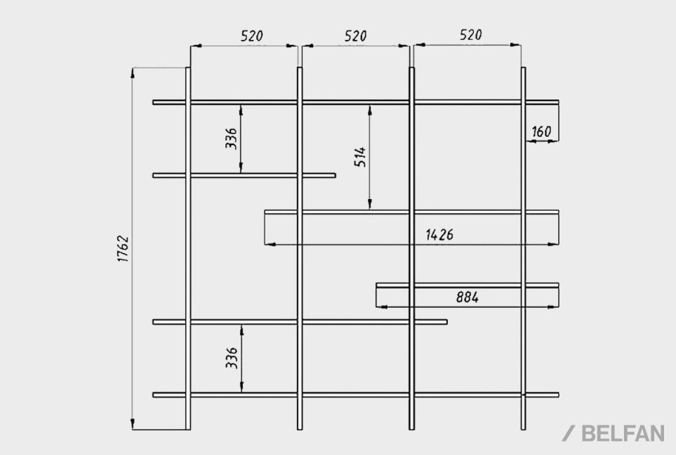 Стеллаж навесной "Art Collection" массив дуба 2