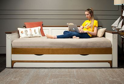 Кровать-диван под два матраса "Brianson"; с настилом, без матраса; *А-020.5332; (900х2000); жемчуг+дуб Кровать-диван под два матраса "Brianson"; с настилом, без матраса; *А-020.5332; (900х2000); жемчуг+дуб