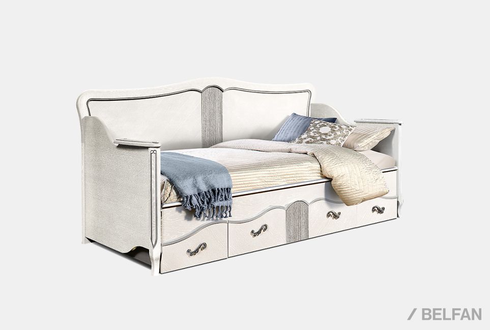 Кровать односпальная "Katrin" 90 (фигурная спинка) массив и шпон дуба 1