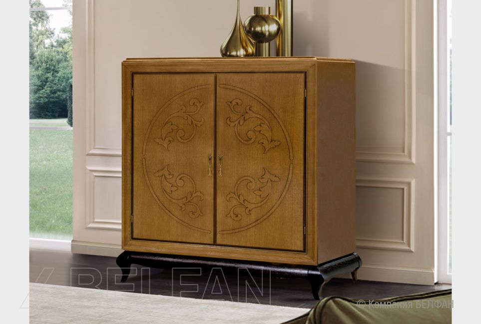 Тумба "Соната" высокая (декор) массив и шпон дуба 1