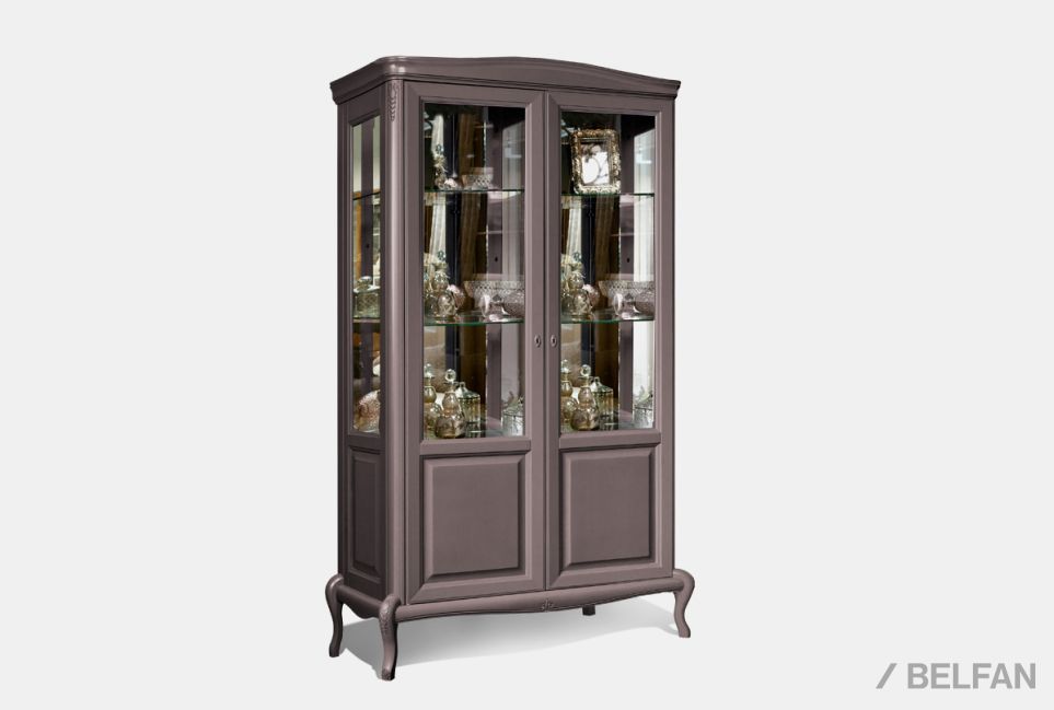 Шкаф с витриной 2-х дверный "Fleuron" массив и шпон бука, шпон дуба 1