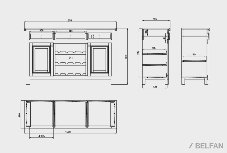 Тумба-бар "Горд" массив дуба 6