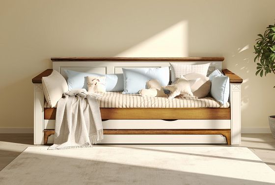 Кровать-диван под два матраса "Бриансон" массив и шпон дуба, МДФ 18