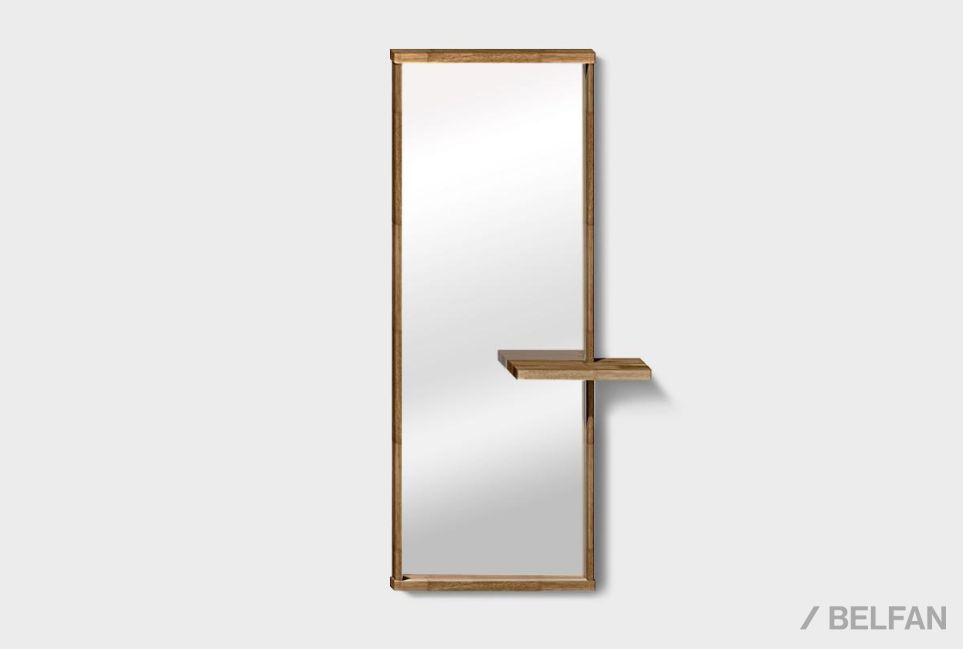 Зеркало настенное с полкой "Wallstreet" (прямоугольное) массив дуба 2