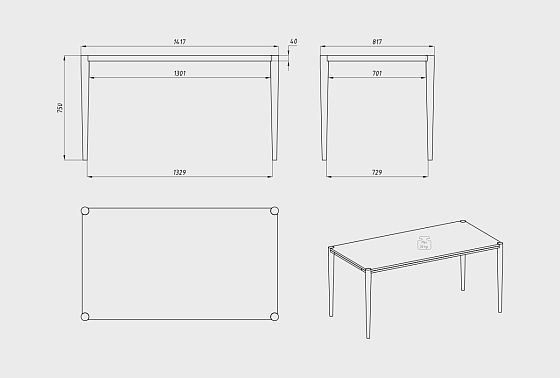 Стол обеденный "Мид" массив дуба 3