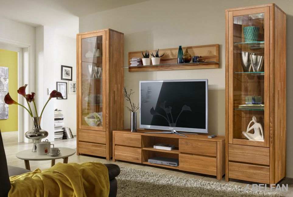 Шкаф с витриной 1-но дв. "Норд" (правый) массив дуба 3