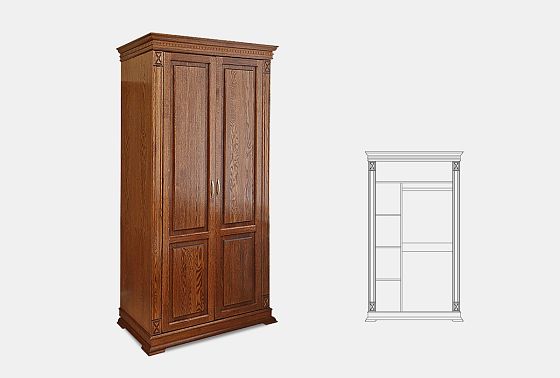 Шкаф для одежды 2-х дв. "Верди Люкс 2/3" массив и шпон дуба 2