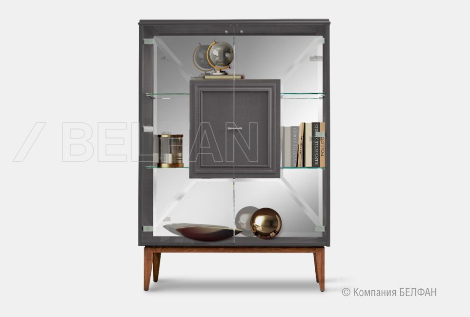 Тумба высокая "Сакраменто" (стекло) массив и шпон дуба, МДФ 1