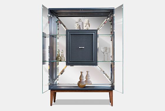 Тумба высокая "Сакраменто" (стекло) массив и шпон дуба, МДФ 11