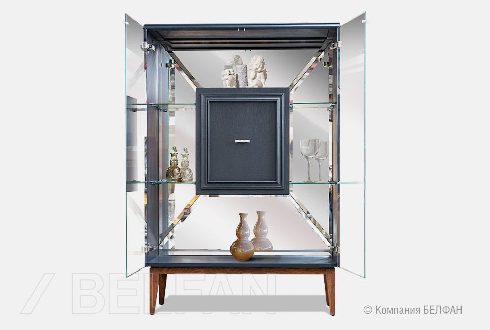 Тумба высокая "Сакраменто" (стекло) массив и шпон дуба, МДФ 3