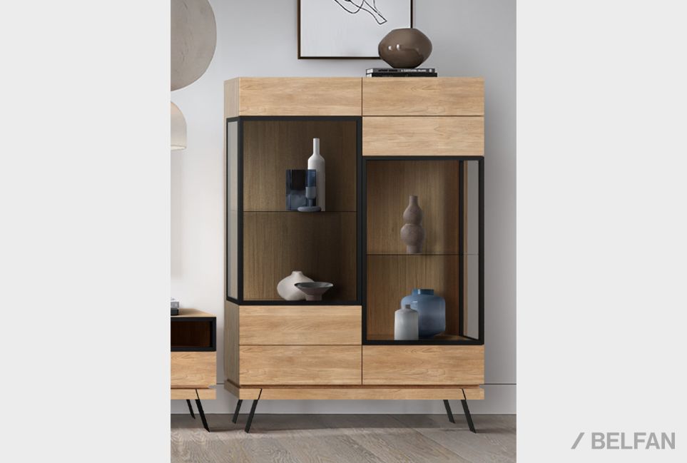 Тумба высокая "Etna" (стекло) массив дуба, металл 1