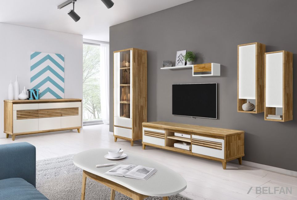 Тумба под ТВ "Wallstreet" 170 (с нишей) массив дуба, МДФ 3