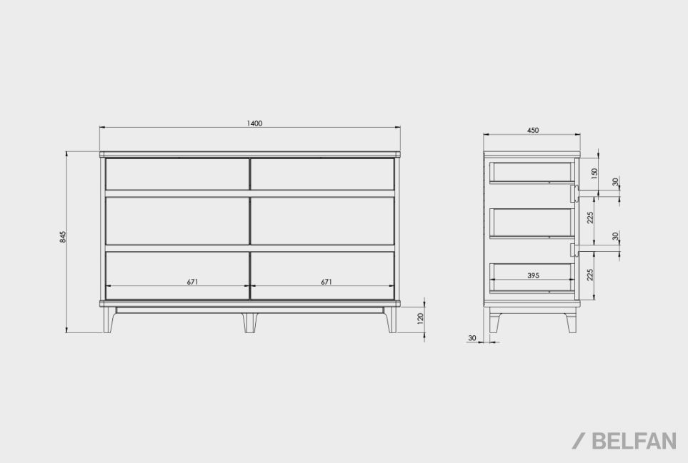 Комод "Уоллстрит" 6 массив дуба, МДФ 8