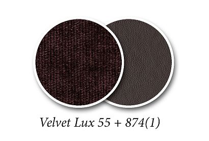 "Грей-2" диван с оттоманкой; раскл.; 1EL+10W+8R; Реклайнер; Velvet Lux 55(34209) + 874(1) экокожа (гр. 2)