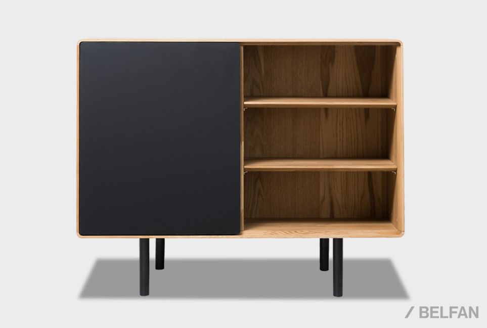 Тумба "Норман" 2 с нишей (правая) массив дуба, МДФ, металл 1