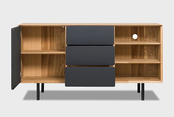 Тумба "Норман" 3 с нишей (правая) массив дуба, МДФ, металл 11