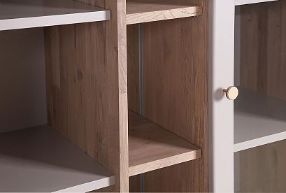 Витрина 2-х дверная "Меридиан" с нишей (комбинированная); *А-017.185; к-торфяной дуб, ф-нирвана