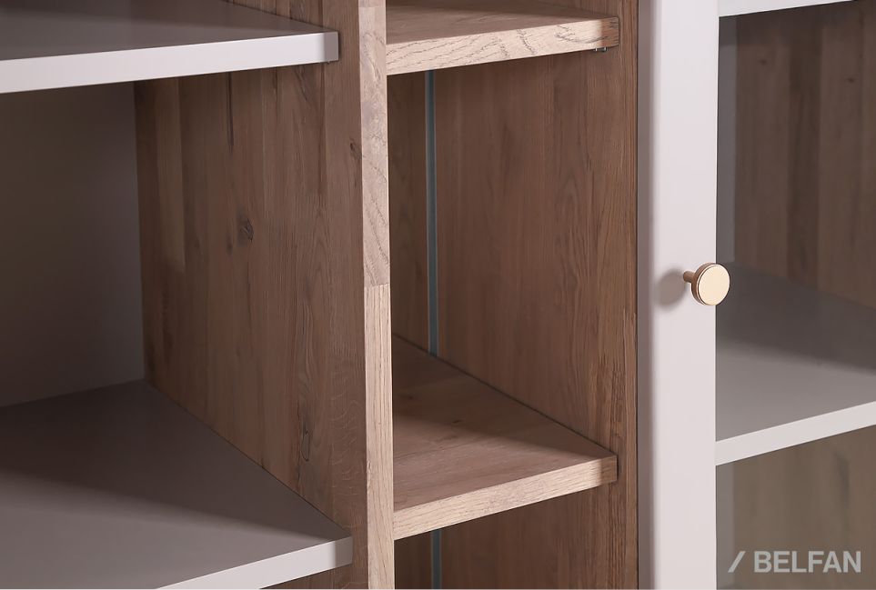 Витрина 2-х дверная "Меридиан" с нишей (комбинированная) массив дуба, МДФ 5