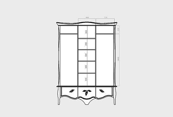 Шкаф для одежды 3-х дв. "Трио" (распашной) массив и шпон дуба 4