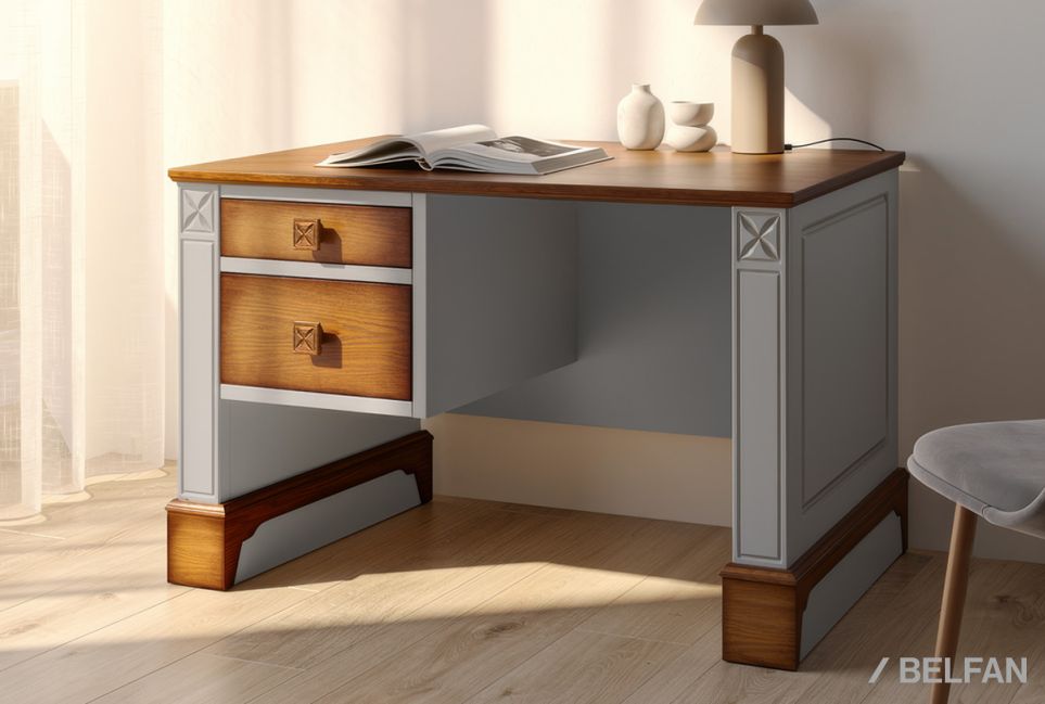 Стол письменный "Бриансон" (1 тумба слева) массив и шпон дуба, МДФ 1