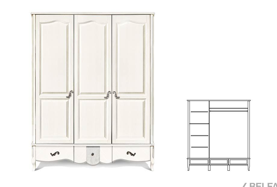 Шкаф для одежды "Катрин" фигурный 3-х дв. без зеркала массив и шпон дуба 1