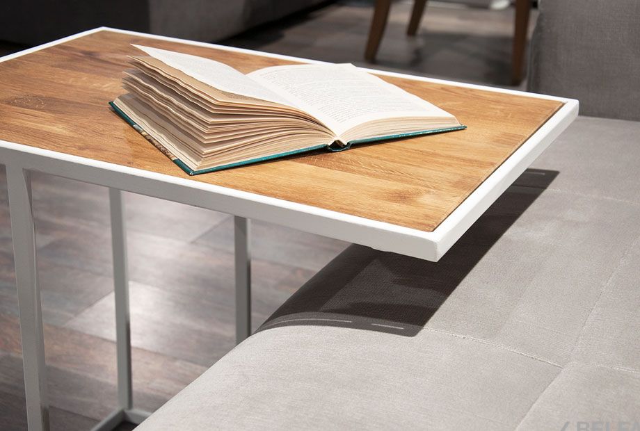 Стол кофейный "Art Collection" приставной массив дуба, металл 2