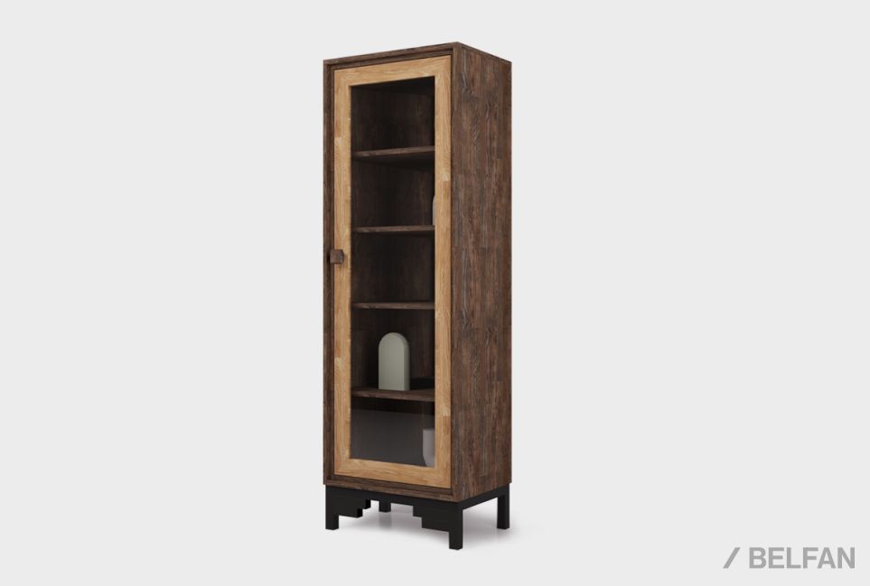Витрина 1-но дв. "Куб Дизайн" (правая) массив дуба, металл, стекло 2