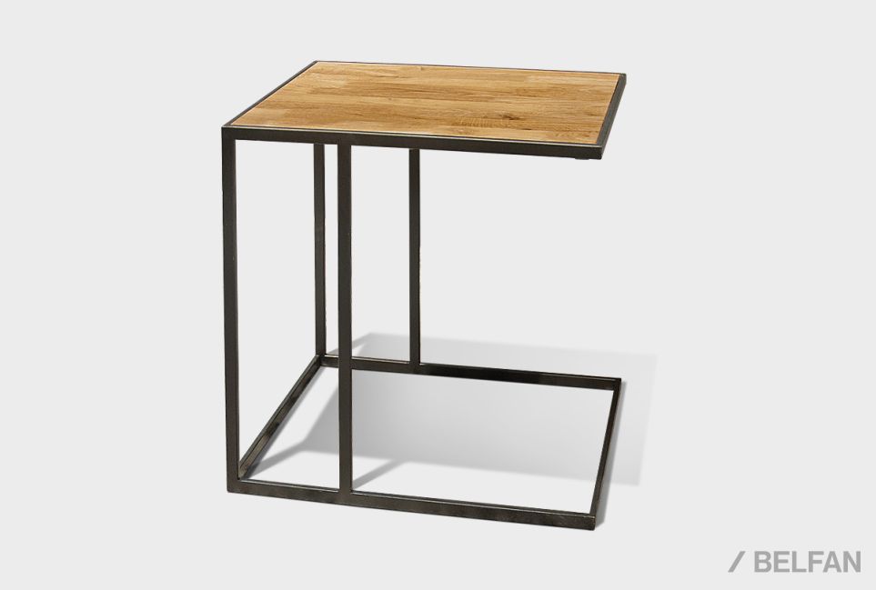 Стол кофейный "Art Collection" приставной массив дуба, металл 1