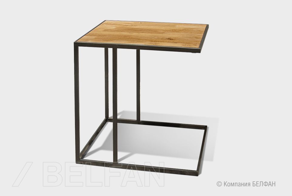 Стол кофейный "Art Collection" приставной массив дуба, металл 1