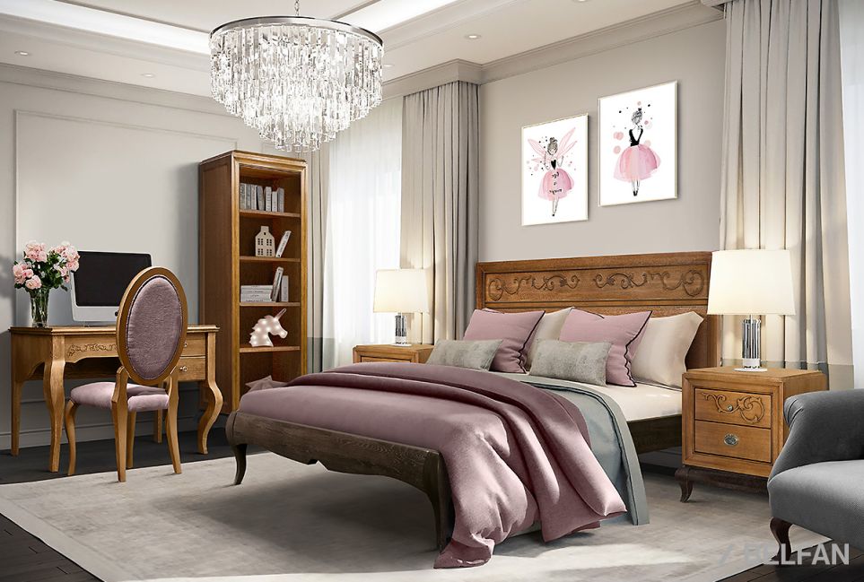 Кровать "Соната" с декором (низкое изножье) массив и шпон дуба 5