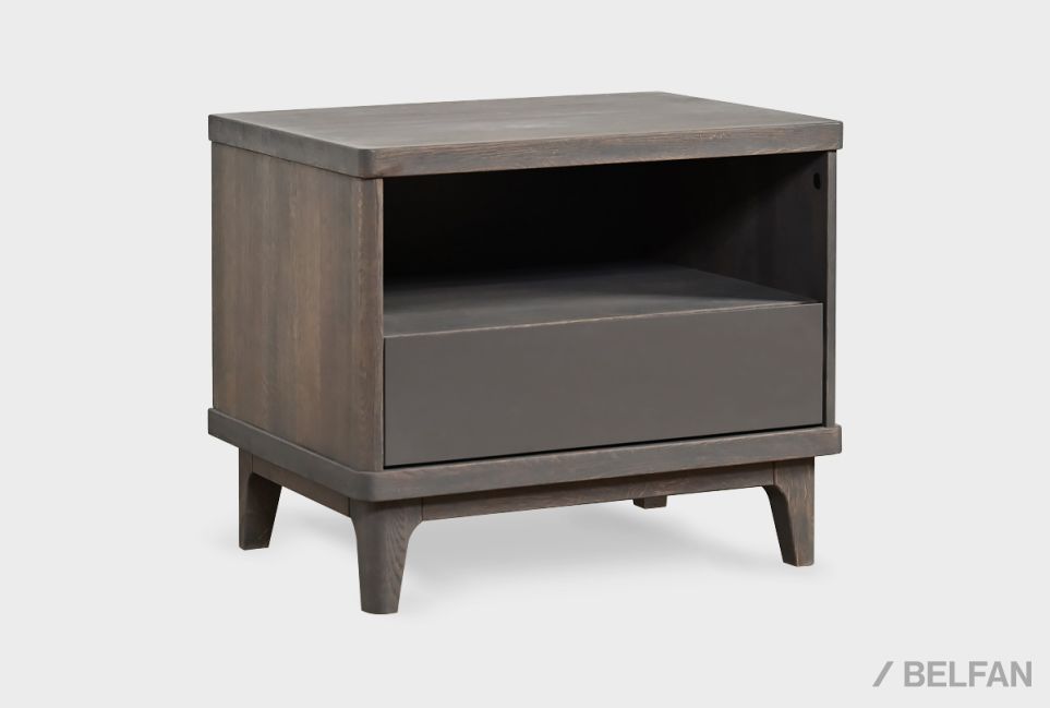 Тумба прикроватная "Уоллстрит" (с нишей) массив дуба, МДФ 1